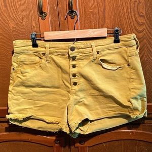 High Waisted Midi Shorts (Mustard)